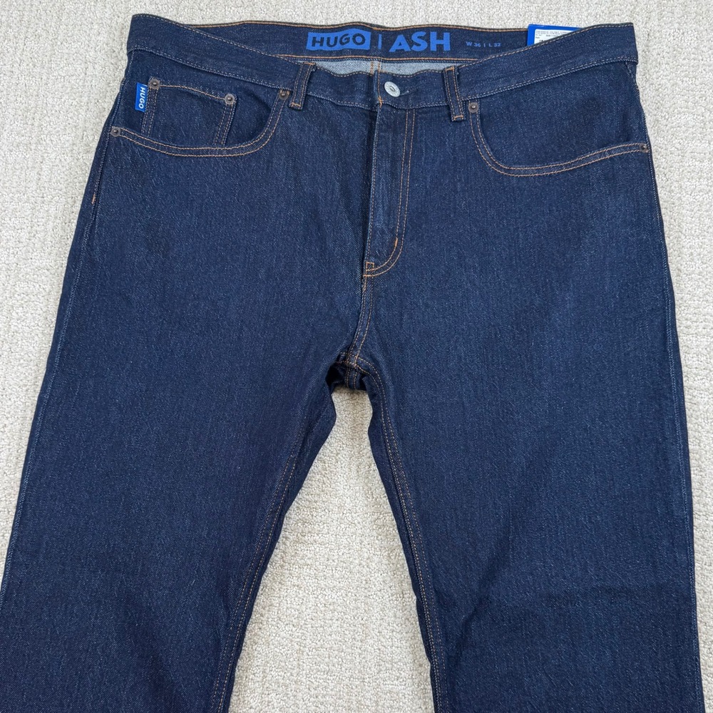 NEW Hugo Boss Mens 36x32 Ash Slim Fit Stretch Denim Blue Jeans